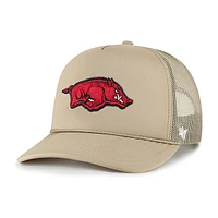 Men's '47 Khaki Arkansas Razorbacks Foam Front Mesh Trucker Snapback Hat