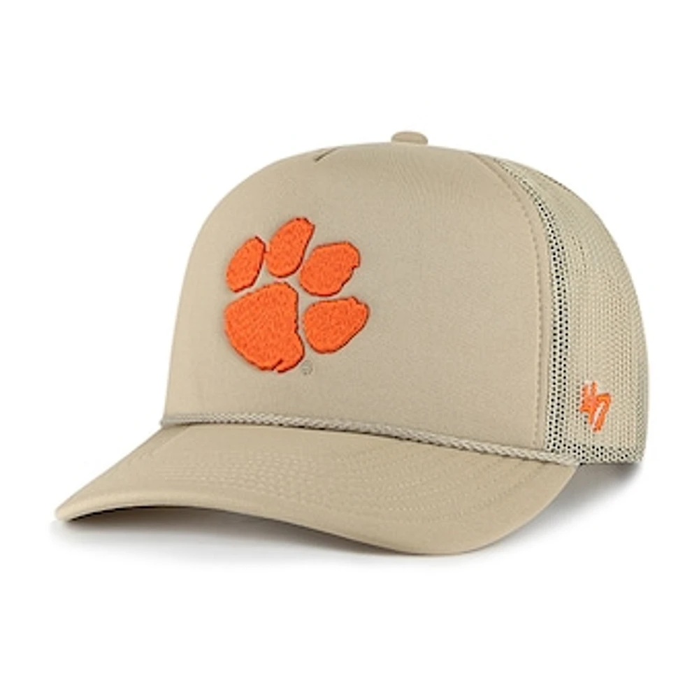 Men's '47 Khaki Clemson Tigers Foam Front Mesh Trucker Snapback Hat