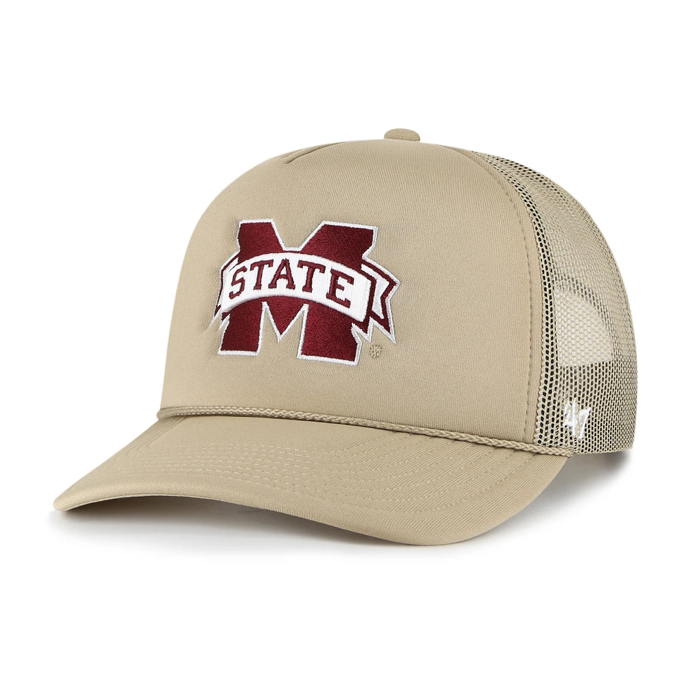 Men's '47 Khaki Mississippi State Bulldogs Foam Front Mesh Trucker Snapback Hat