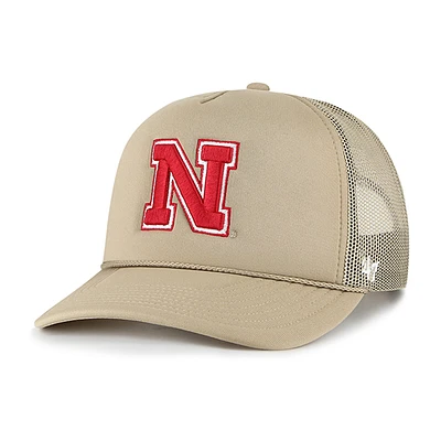 Men's '47 Khaki Nebraska Huskers Foam Front Mesh Trucker Snapback Hat