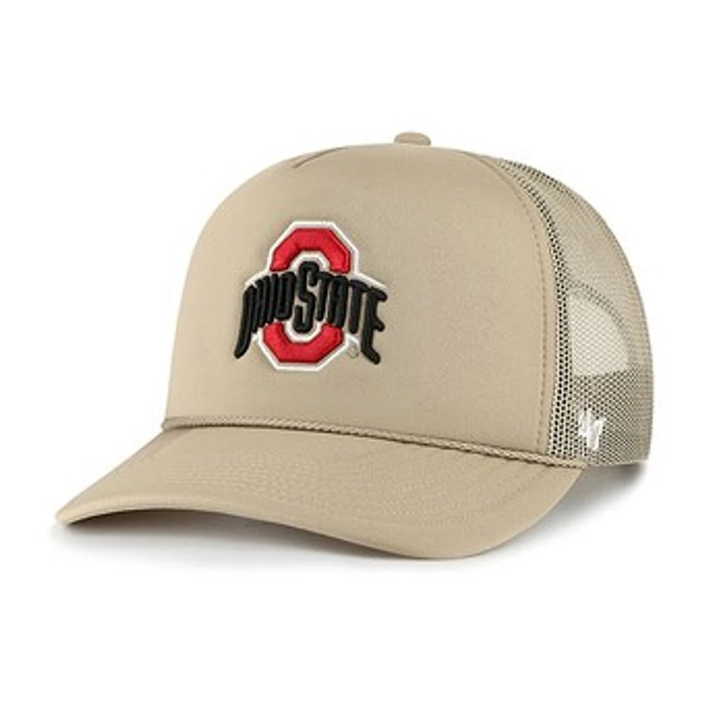 Men's '47 Khaki Ohio State Buckeyes Foam Front Mesh Trucker Snapback Hat