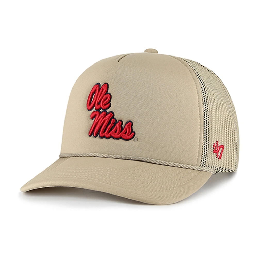 Men's '47 Khaki Ole Miss Rebels Foam Front Mesh Trucker Snapback Hat