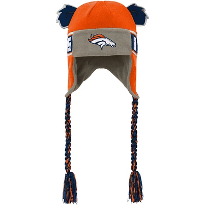 Youth Orange Denver Broncos Wordmark Ears Trooper Knit Hat