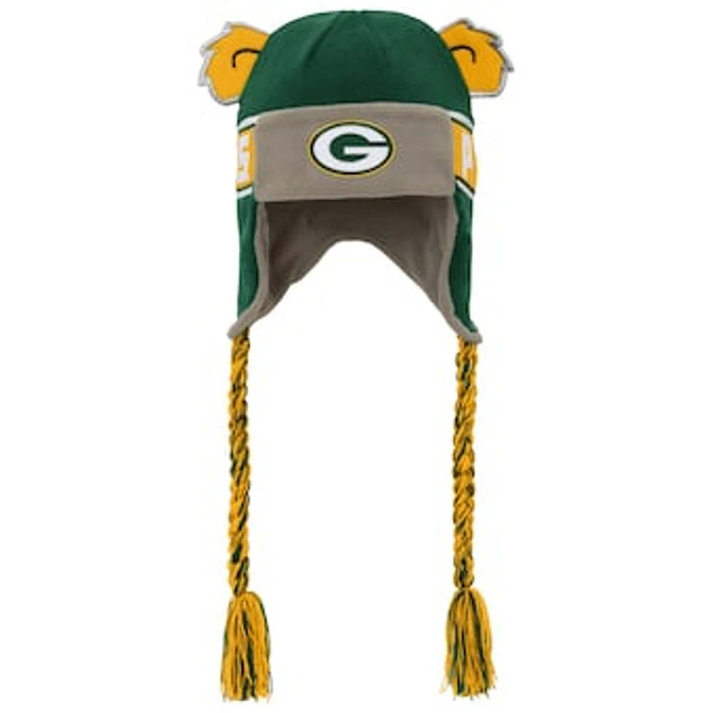 Youth Green Green Bay Packers Wordmark Ears Trooper Knit Hat