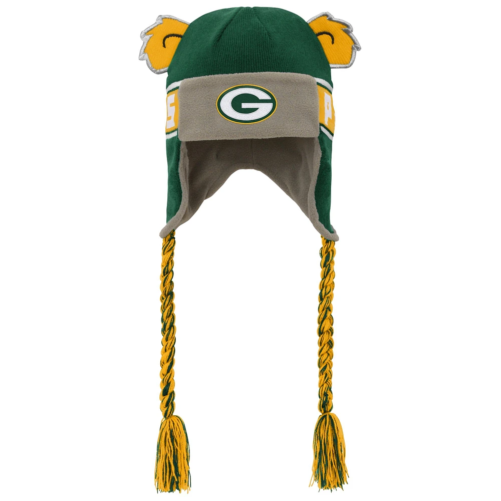 Youth Green Green Bay Packers Wordmark Ears Trooper Knit Hat