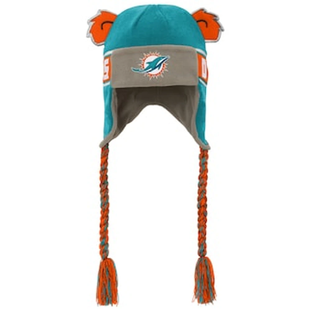 Youth Aqua Miami Dolphins Wordmark Ears Trooper Knit Hat