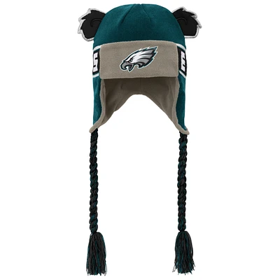 Youth Midnight Green Philadelphia Eagles Wordmark Ears Trooper Knit Hat