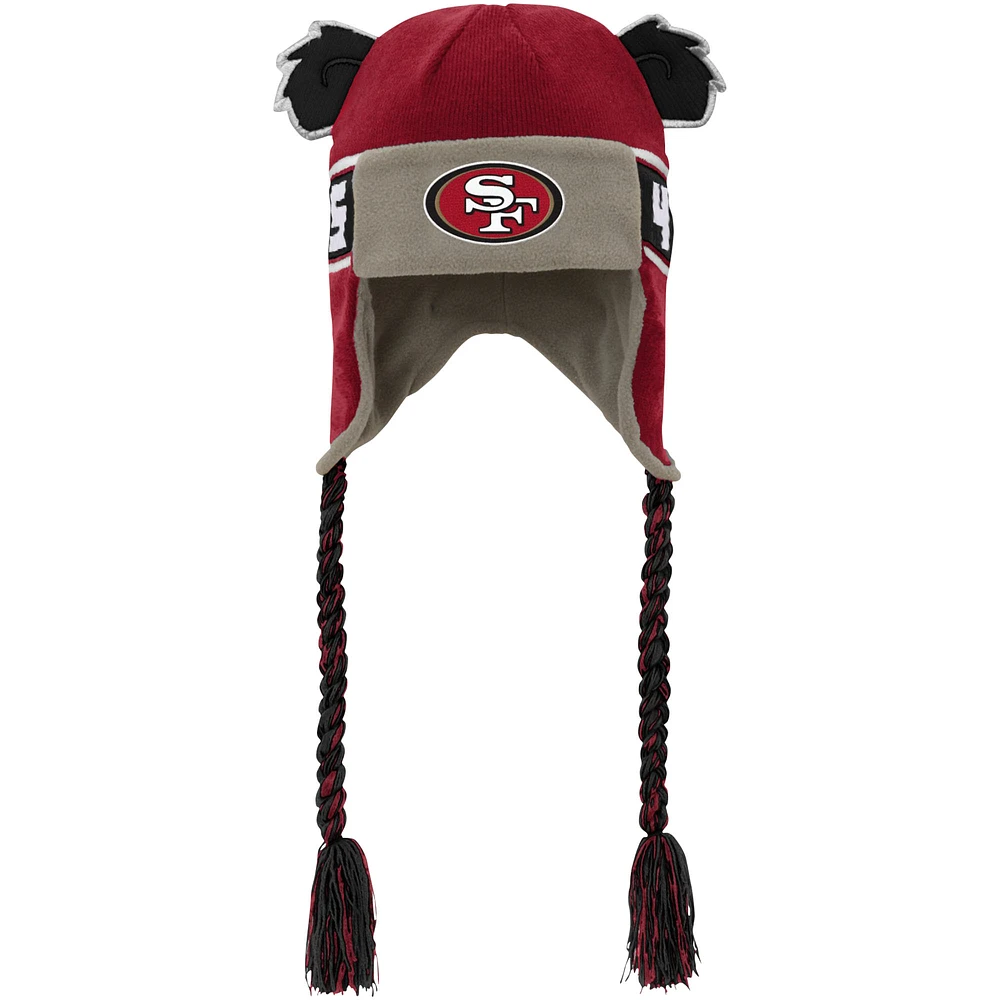 Youth Scarlet San Francisco 49ers Wordmark Ears Trooper Knit Hat