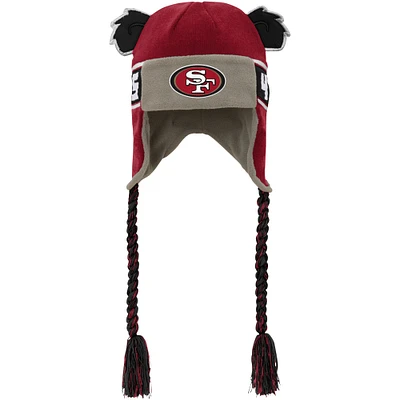 Youth Scarlet San Francisco 49ers Wordmark Ears Trooper Knit Hat