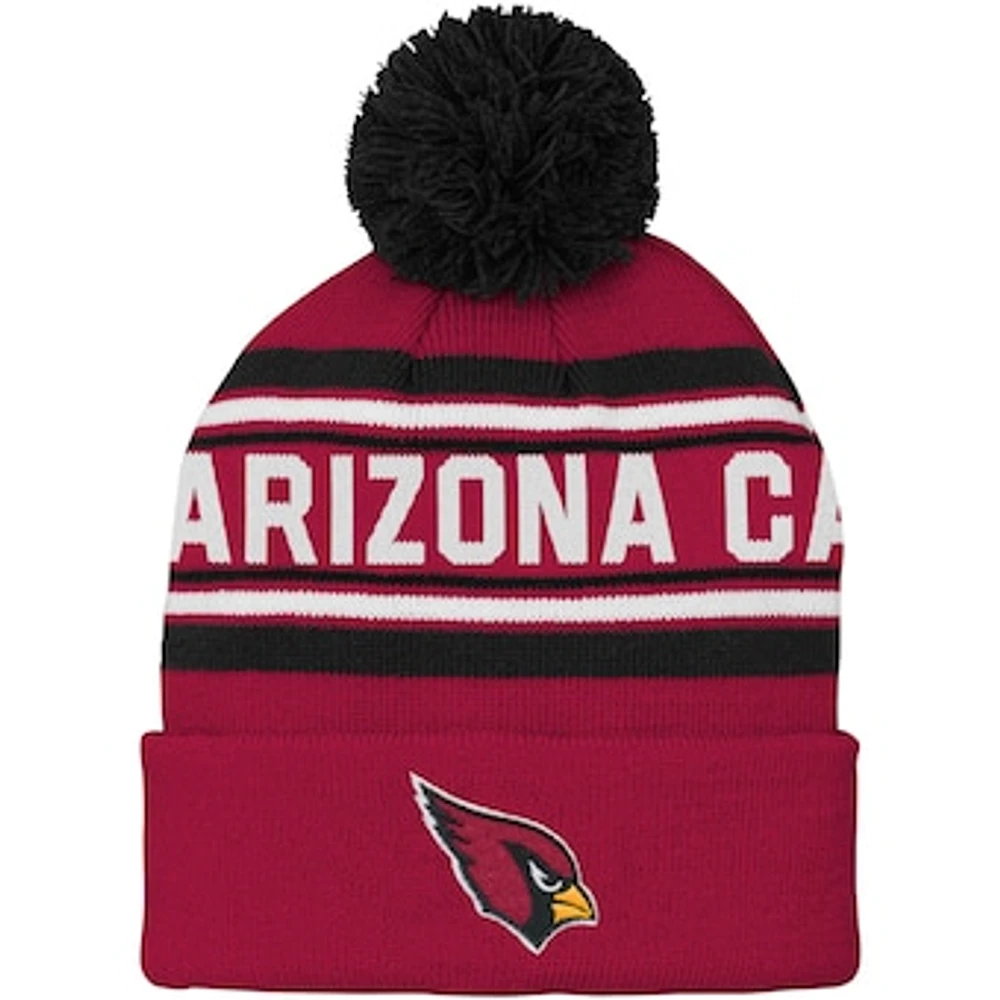 Youth Cardinal Arizona Cardinals Jacquard Cuffed Knit Hat with Pom