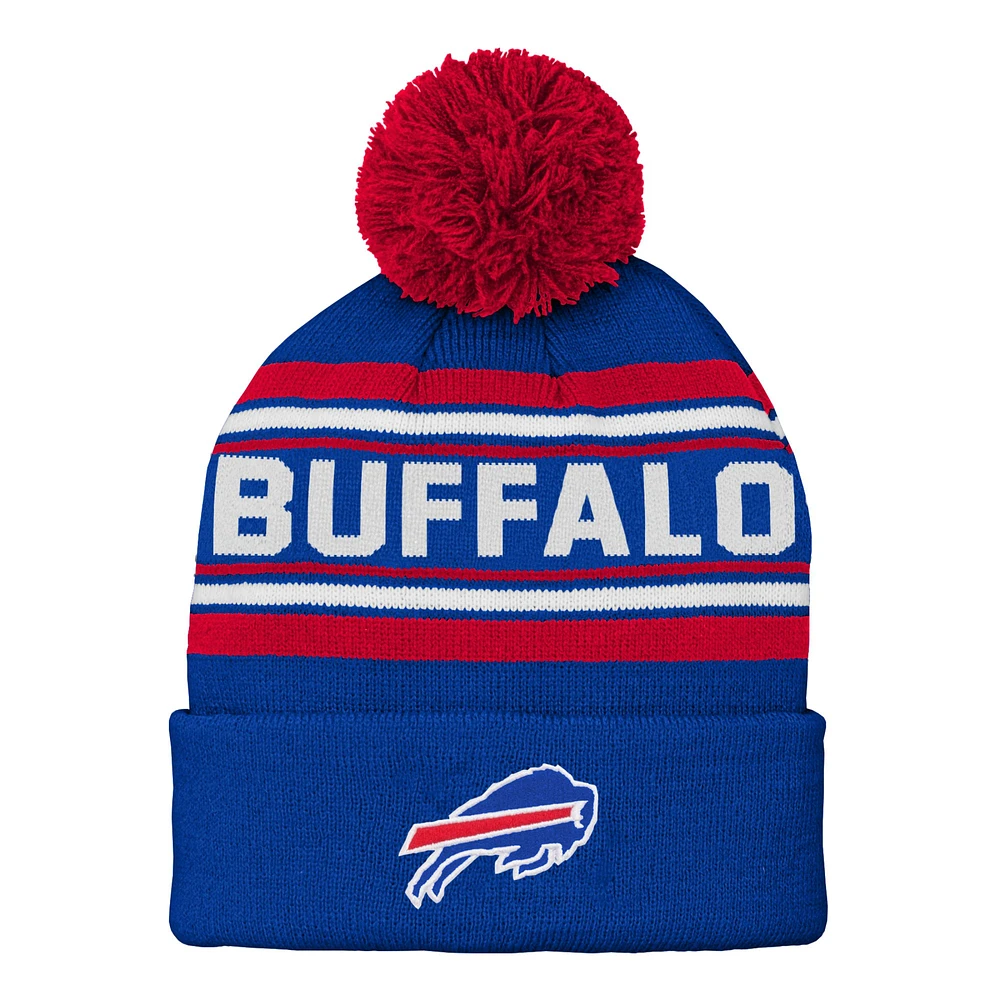 Youth Royal Buffalo Bills Jacquard Cuffed Knit Hat with Pom