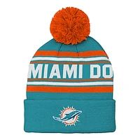 Preschool Aqua Miami Dolphins Jacquard Cuffed Knit Hat with Pom