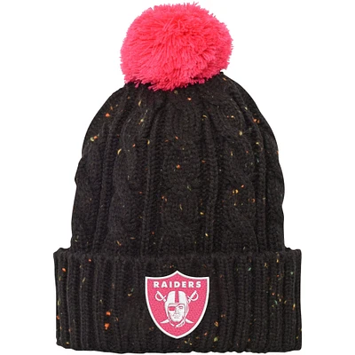 Youth Black Las Vegas Raiders Nep Yarn Cuffed Knit Hat with Pom