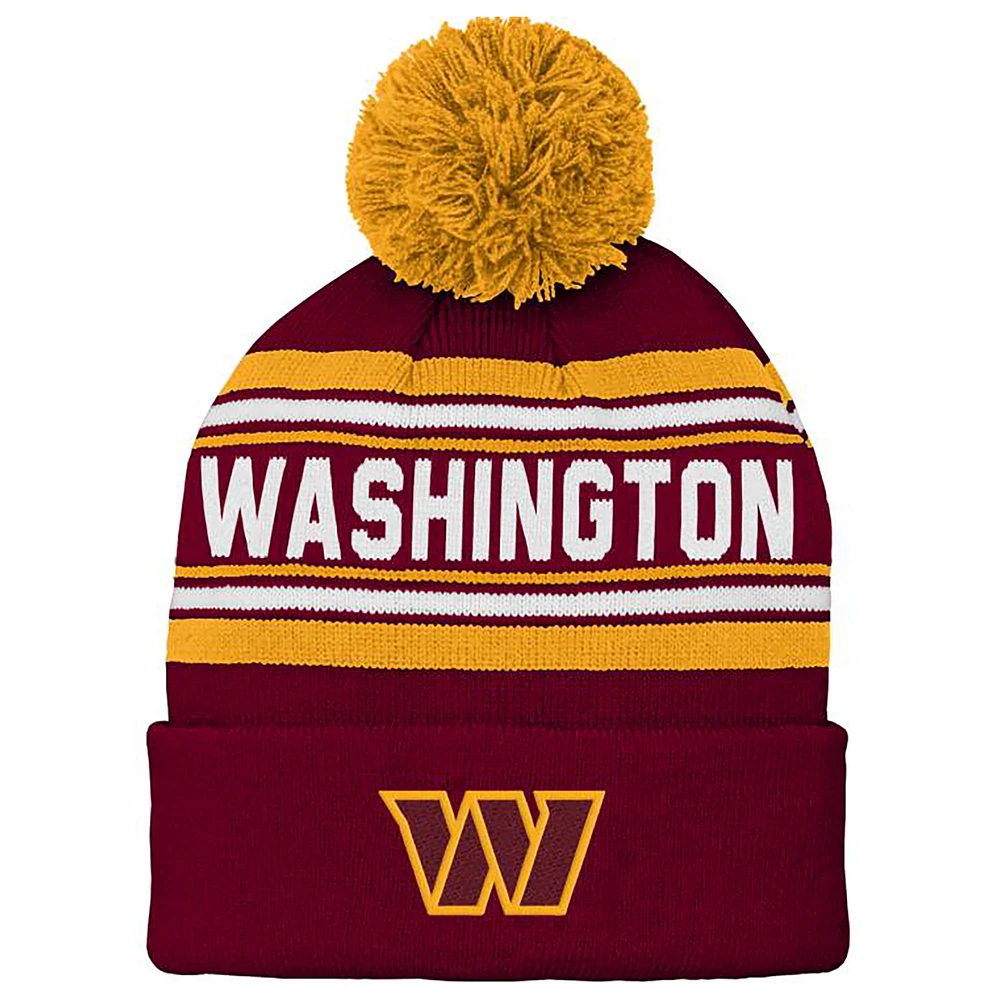 Preschool Burgundy Washington Commanders Jacquard Cuffed Knit Hat with Pom