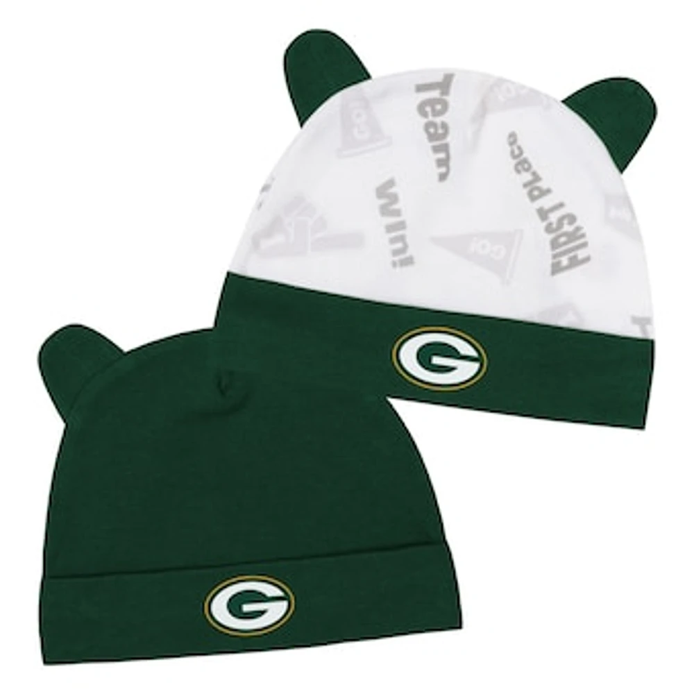 Infant Green/White Green Bay Packers Baby Bear Cuffed Knit Hat Set