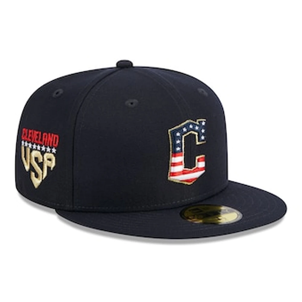 Men's New Era  Navy Cleveland Guardians 2023 Fourth of July 59FIFTY Fitted Hat