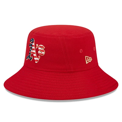 Men's New Era  Red Oakland Athletics 2023 Fourth of July Bucket Hat