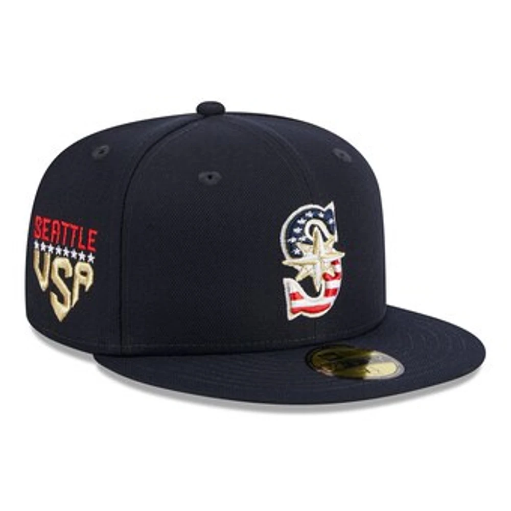 Men's New Era  Navy Seattle Mariners 2023 Fourth of July 59FIFTY Fitted Hat