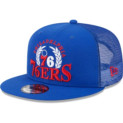 Men's New Era  Royal Philadelphia 76ers Bold Laurels 9FIFTY Snapback Hat