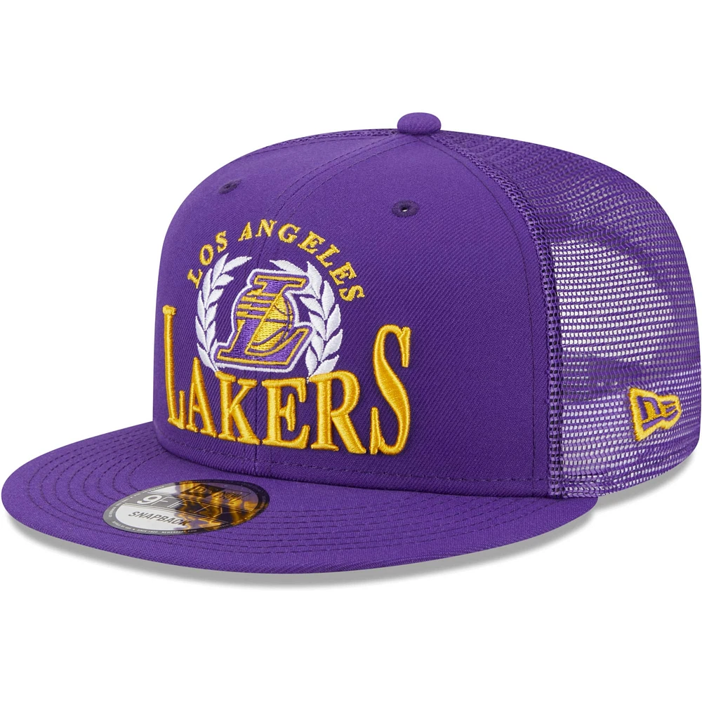 Men's New Era  Purple Los Angeles Lakers Bold Laurels 9FIFTY Snapback Hat