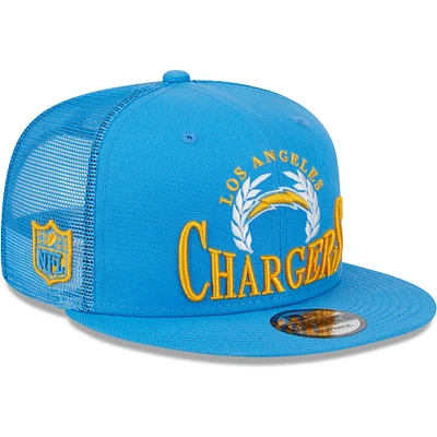 Men's New Era Powder Blue Los Angeles Chargers Collegiate Trucker 9FIFTY Snapback Hat