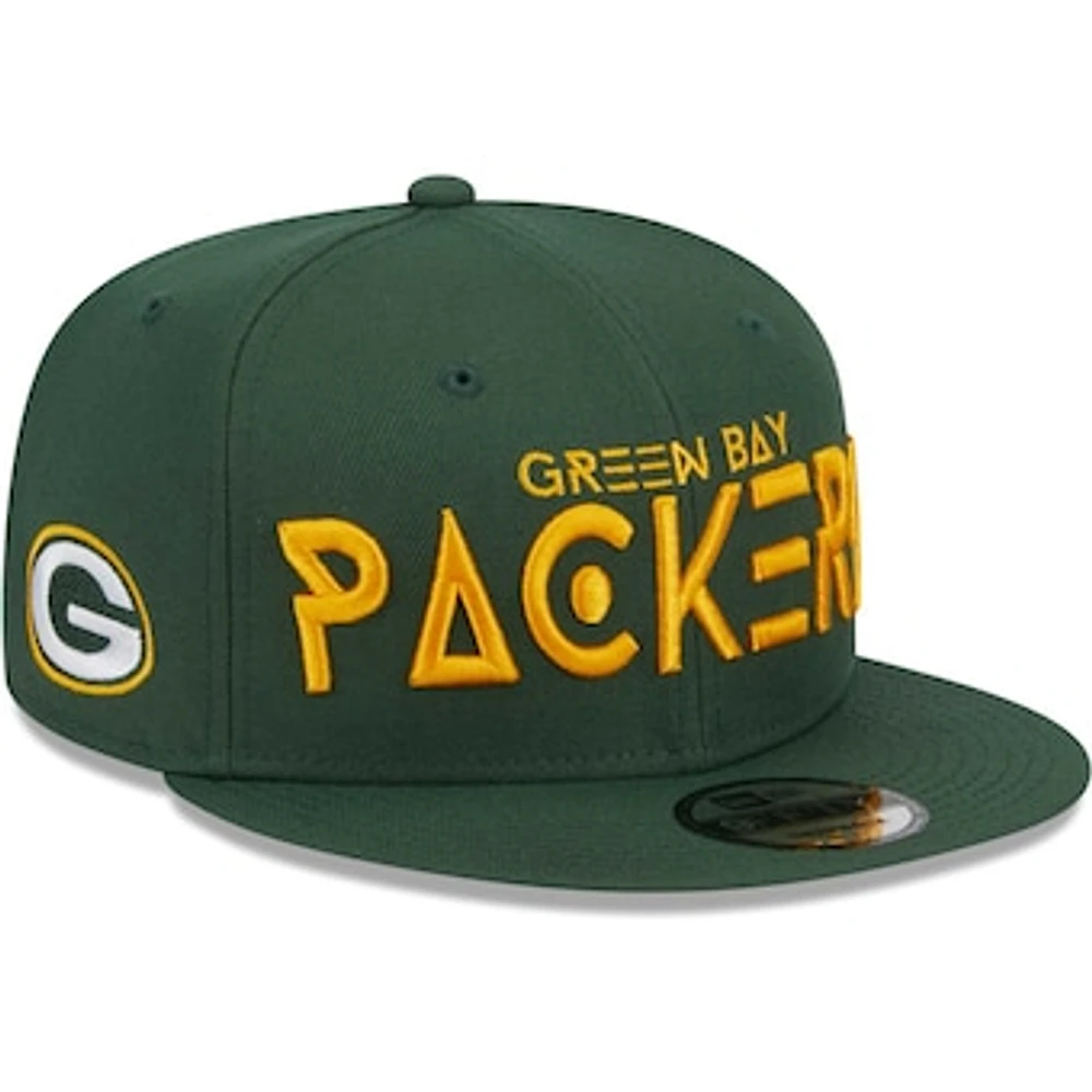 Men's New Era Green Green Bay Packers Word 9FIFTY Snapback Hat