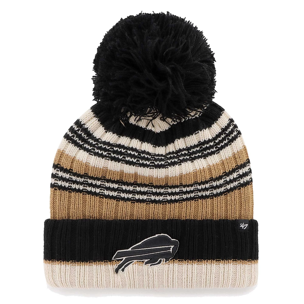 Women's '47 Natural Buffalo Bills Barista Cuffed Knit Hat with Pom