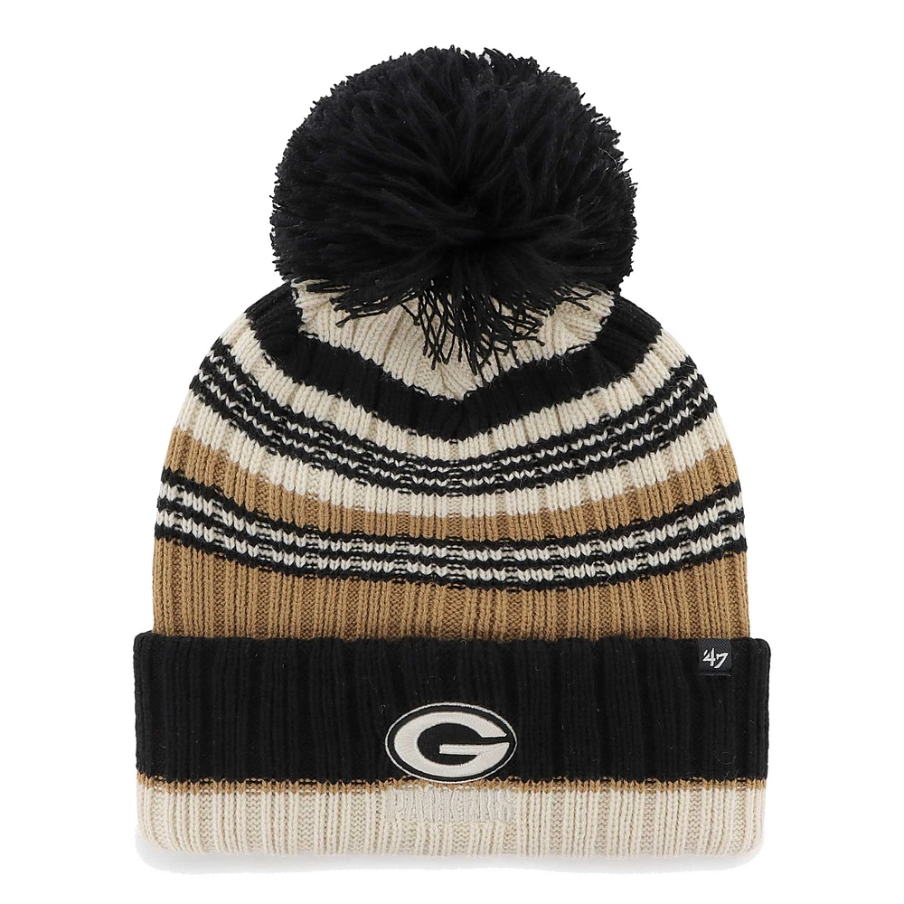 Women's '47 Natural Green Bay Packers Barista Cuffed Knit Hat with Pom