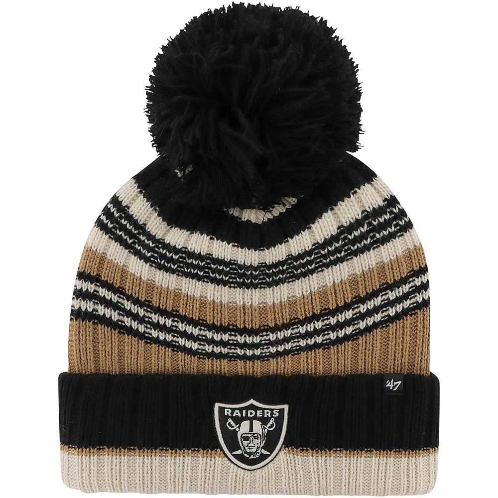 Women's '47 Natural Las Vegas Raiders Barista Cuffed Knit Hat with Pom