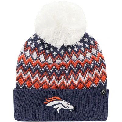 Women's '47 Navy Denver Broncos Elsa Cuffed Knit Hat with Pom