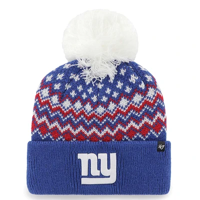 Women's '47 Royal New York Giants Elsa Cuffed Knit Hat with Pom