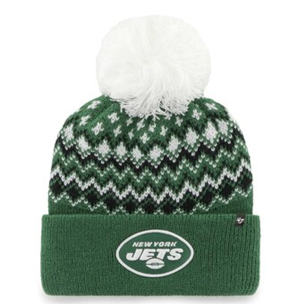 Women's '47 Green New York Jets Elsa Cuffed Knit Hat with Pom