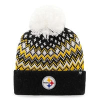 Women's '47 Black Pittsburgh Steelers Elsa Cuffed Knit Hat with Pom