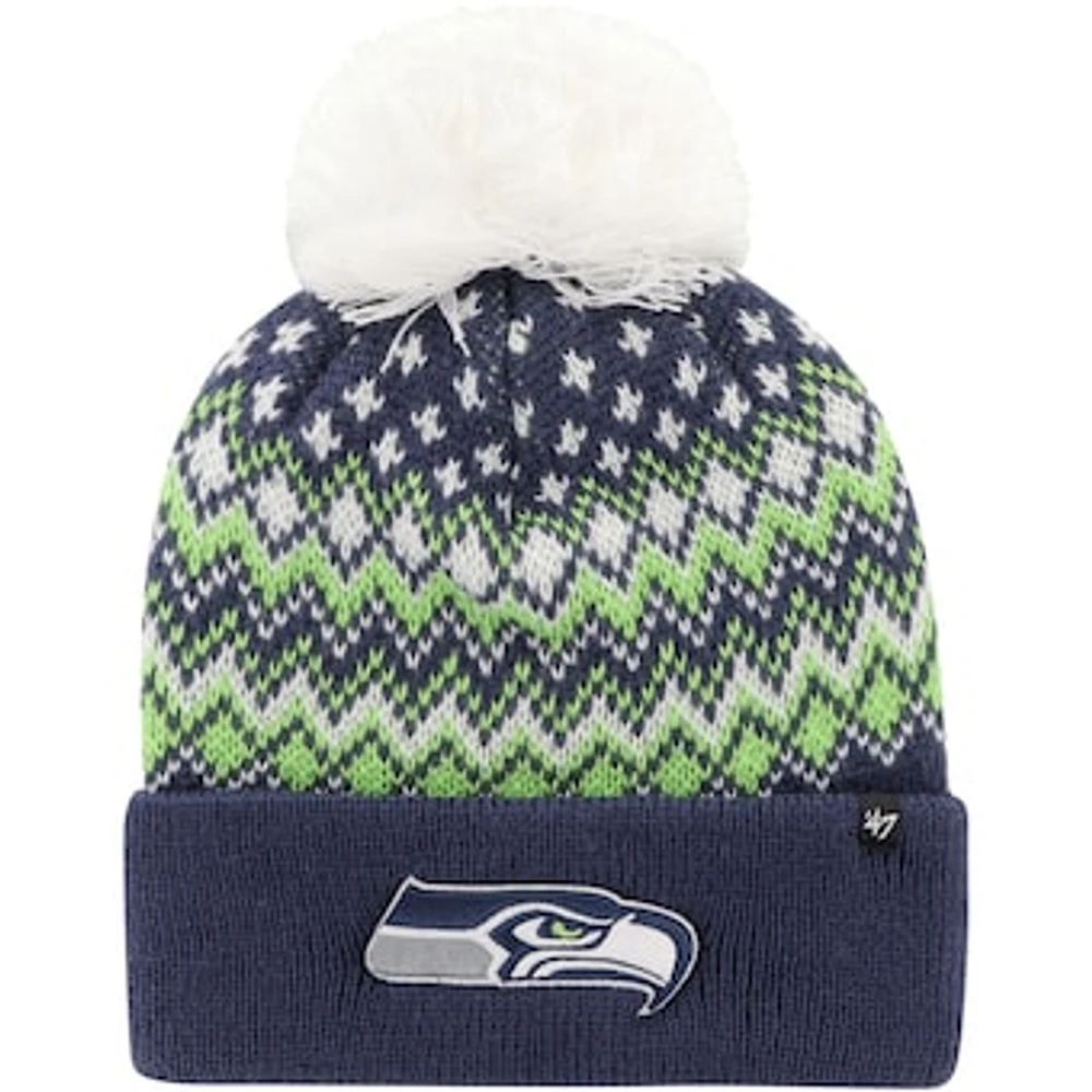 Women's '47 College Navy Seattle Seahawks Elsa Cuffed Knit Hat with Pom