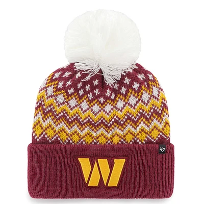 Women's '47 Burgundy Washington Commanders Elsa Cuffed Knit Hat with Pom