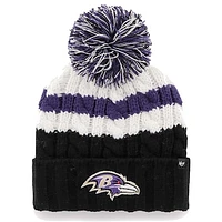 Women's '47 White Baltimore Ravens Ashfield Cuffed Knit Hat with Pom