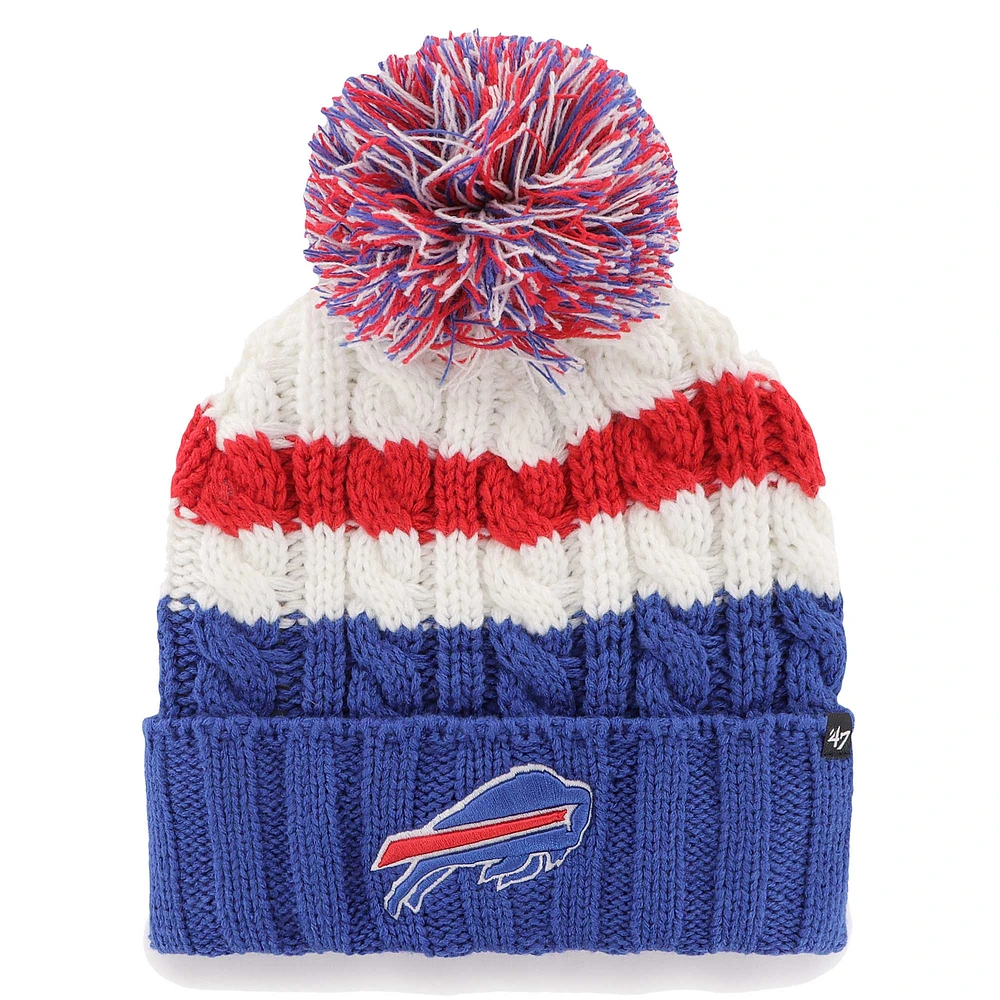 Women's '47 White Buffalo Bills Ashfield Cuffed Knit Hat with Pom