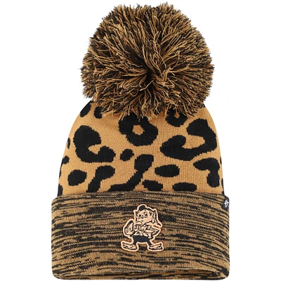 Women's '47  Brown Cleveland Browns Rosette Cuffed Knit Hat with Pom