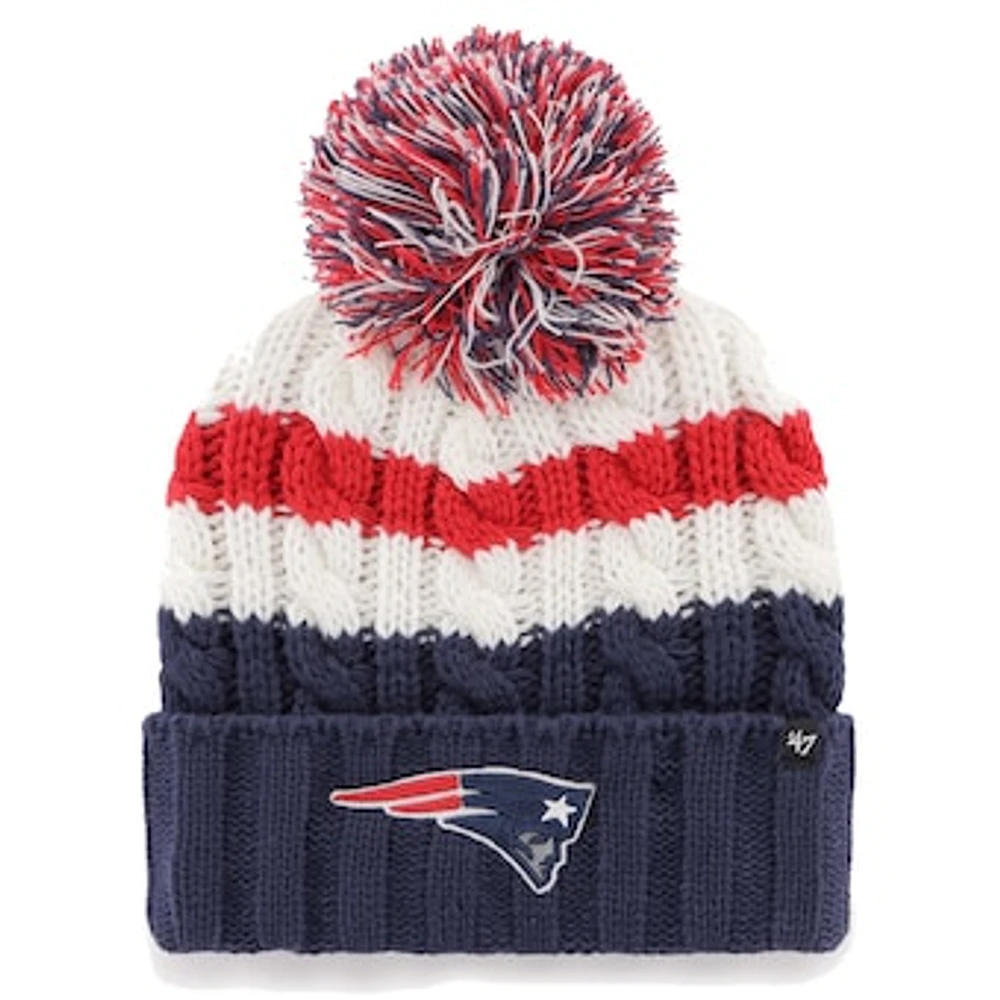 Women's '47 White New England Patriots Ashfield Cuffed Knit Hat with Pom