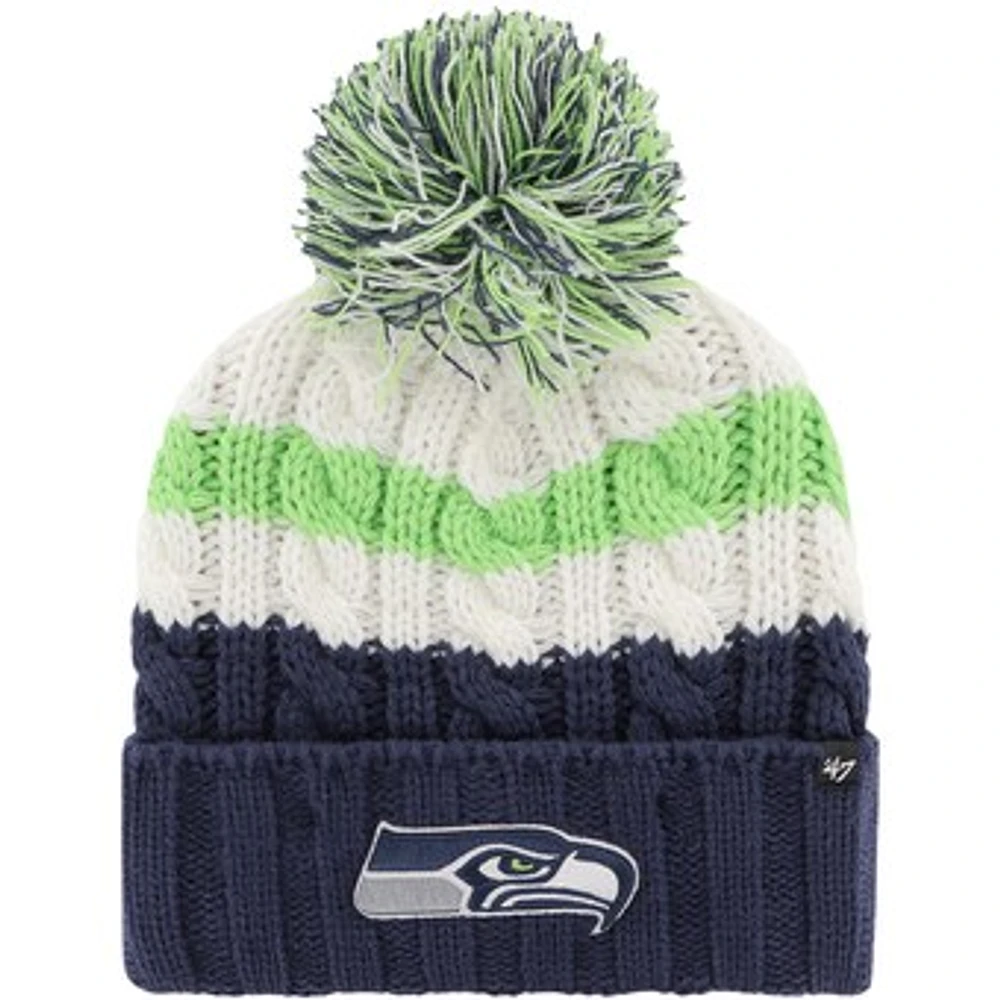 Women's '47 White Seattle Seahawks Ashfield Cuffed Knit Hat with Pom