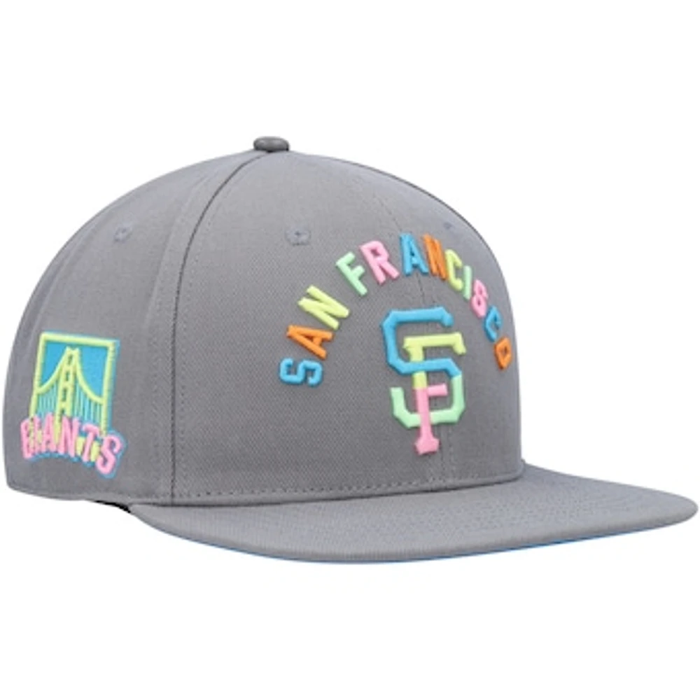 Men's Pro Standard  Gray San Francisco Giants Washed Neon Snapback Hat