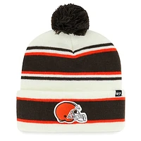 Youth '47 White Cleveland Browns Stripling Cuffed Knit Hat with Pom