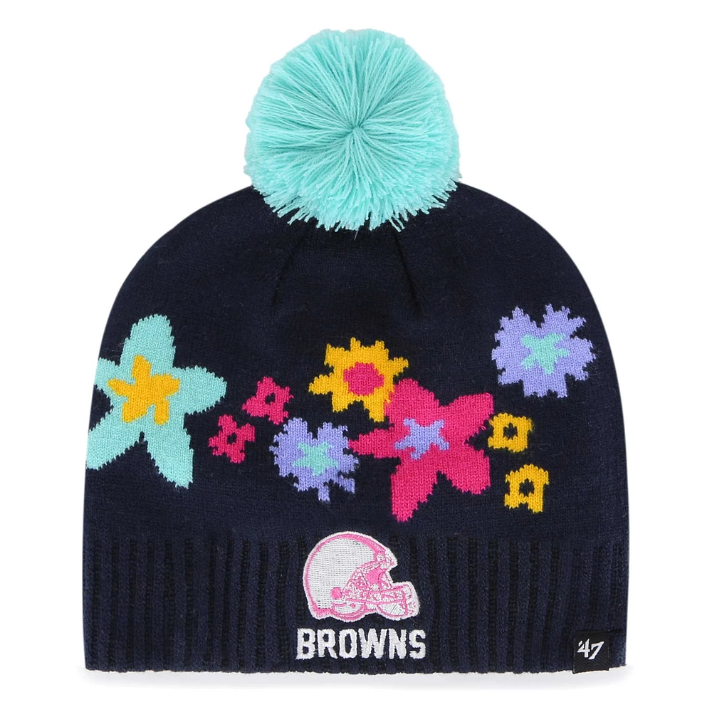 Girls Youth '47 Navy Cleveland Browns Buttercup Knit Beanie with Pom