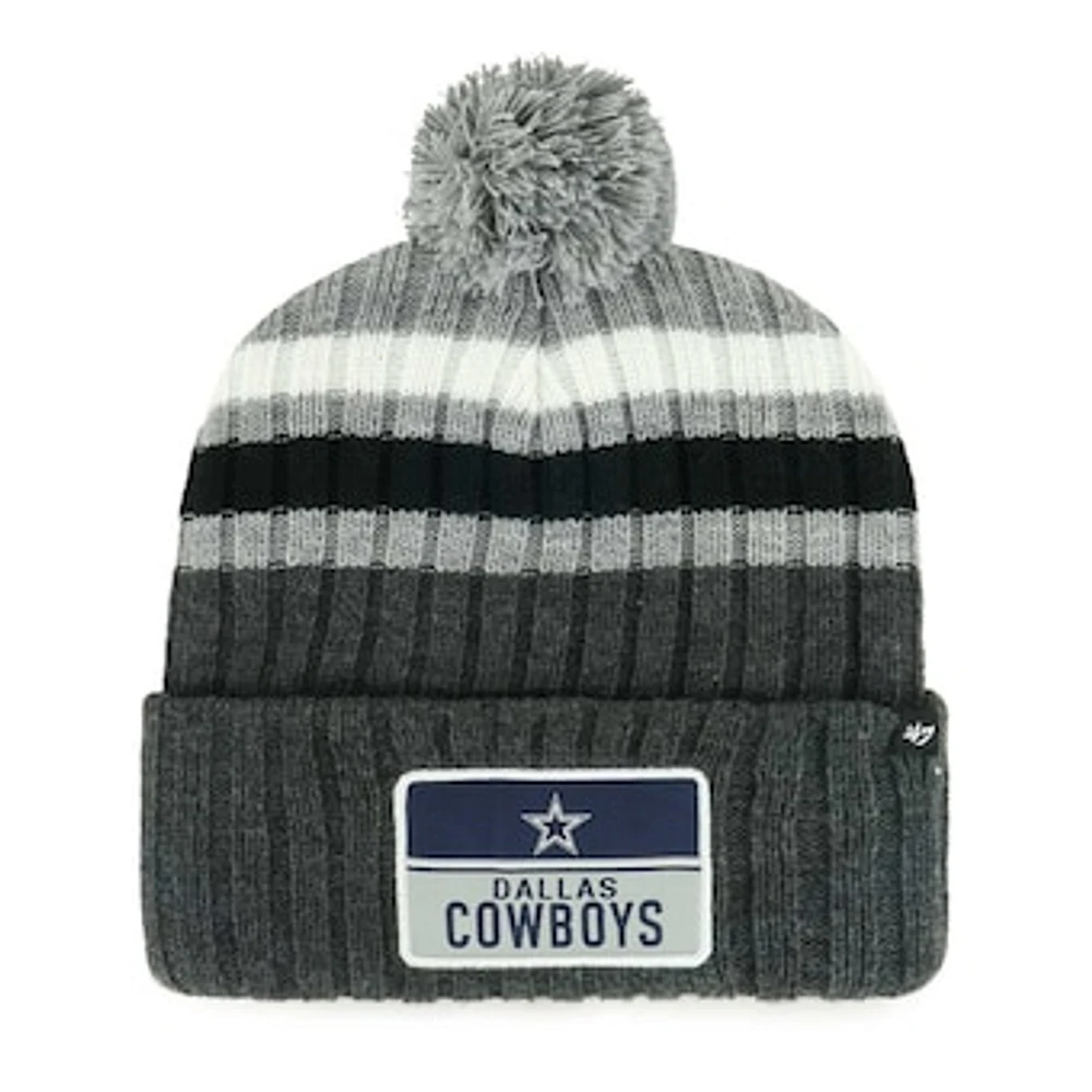 Men's '47 Gray Dallas Cowboys Stack Cuffed Knit Hat with Pom