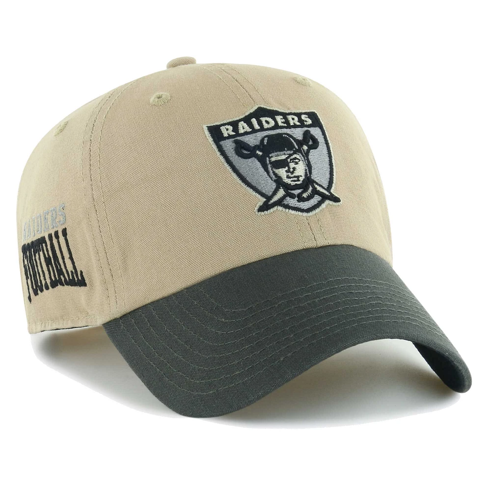 Men's '47 Khaki/Charcoal Las Vegas Raiders Ashford Clean Up Adjustable Hat