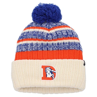 Men's '47  Cream Denver Broncos Legacy Tavern Cuffed Knit Hat with Pom