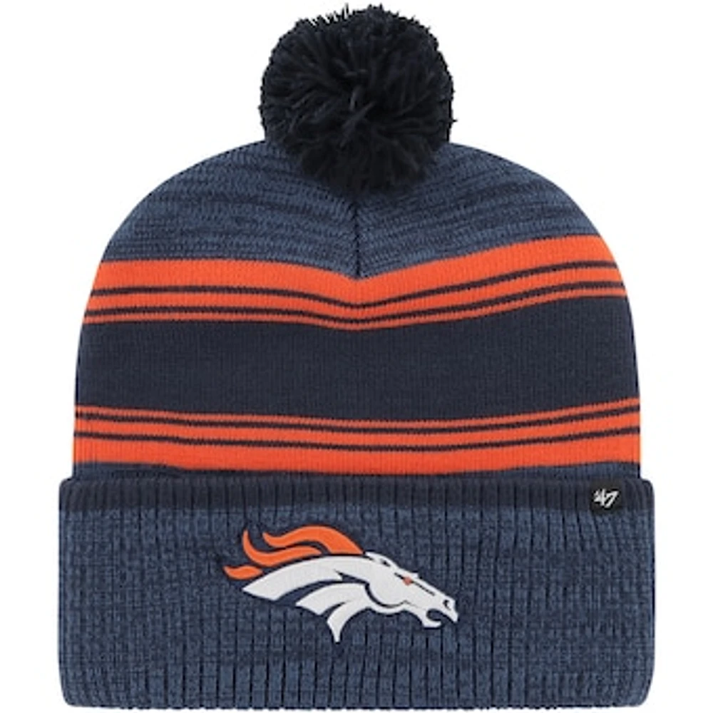 Men's '47 Navy Denver Broncos Fadeout Cuffed Knit Hat with Pom