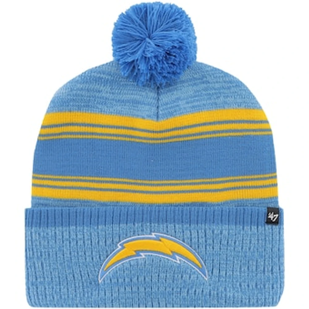 Men's '47 Powder Blue Los Angeles Chargers Fadeout Cuffed Knit Hat with Pom