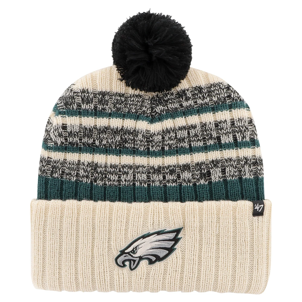 Men's '47  Natural Philadelphia Eagles  Tavern Cuffed Knit Hat with Pom