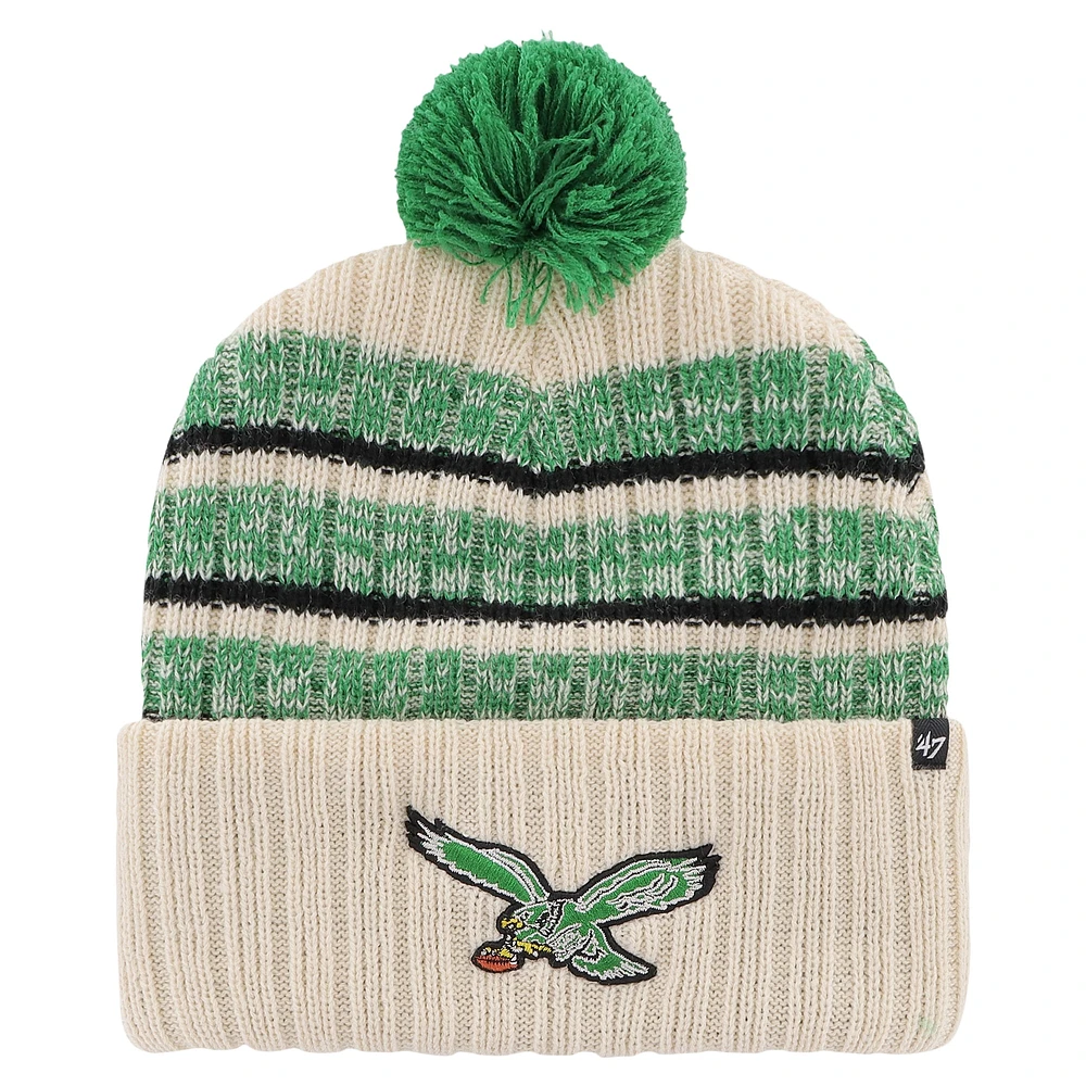 Men's '47  Natural Philadelphia Eagles Legacy Tavern Cuffed Knit Hat with Pom